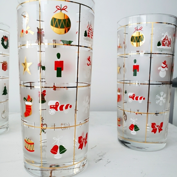 Culver Christmas Potpourri High Ball Glasses, set of 4 - Picture 6 of 7